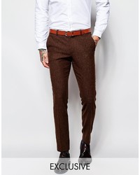 Мужские темно-коричневые шерстяные классические брюки