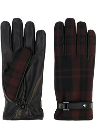 Мужские темно-коричневые шерстяные перчатки в шотландскую клетку от Valentino Garavani