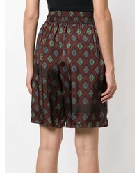 Женские темно-коричневые шорты-бермуды с принтом от Hache