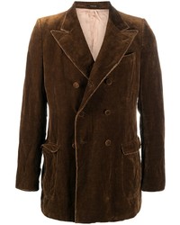 Темно-коричневый бархатный двубортный пиджак