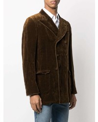 Мужской темно-коричневый бархатный двубортный пиджак от Gucci