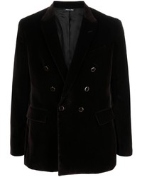 Мужской темно-коричневый бархатный двубортный пиджак от Reveres 1949