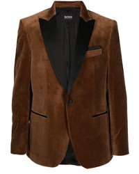 Мужской темно-коричневый бархатный пиджак от BOSS