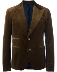 Мужской темно-коричневый бархатный пиджак от Dolce & Gabbana