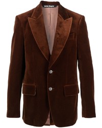 Мужской темно-коричневый бархатный пиджак от Palm Angels