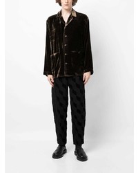 Мужской темно-коричневый бархатный пиджак от Uma Wang