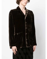 Мужской темно-коричневый бархатный пиджак от Uma Wang