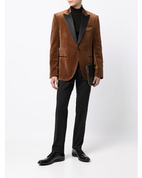 Мужской темно-коричневый бархатный пиджак от BOSS