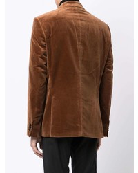 Мужской темно-коричневый бархатный пиджак от BOSS