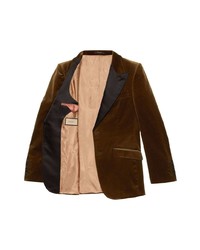Мужской темно-коричневый бархатный пиджак от Gucci