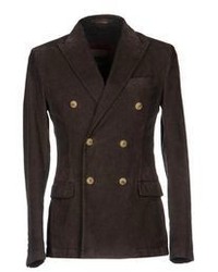 Темно-коричневый вельветовый двубортный пиджак