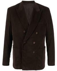 Мужской темно-коричневый вельветовый двубортный пиджак от Maison Flaneur