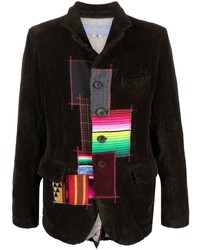 Мужской темно-коричневый вельветовый пиджак в стиле пэчворк от Junya Watanabe