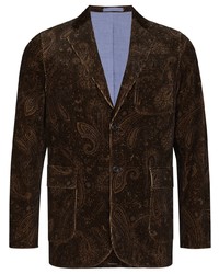 Темно-коричневый вельветовый пиджак с "огурцами"