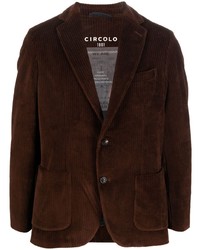 Мужской темно-коричневый вельветовый пиджак от Circolo 1901