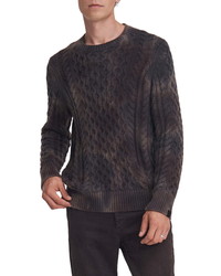 Темно-коричневый вязаный свитер с принтом тай-дай
