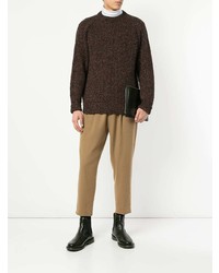 Мужской темно-коричневый вязаный свитер от Lemaire