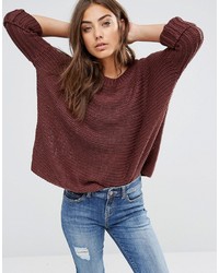 Женский темно-коричневый вязаный свитер от Noisy May
