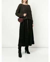 Темно-коричневый вязаный свободный свитер от Uma Wang