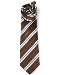 Мужской темно-коричневый галстук в вертикальную полоску от Kiton