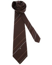 Мужской темно-коричневый галстук в вертикальную полоску от Pierre Cardin