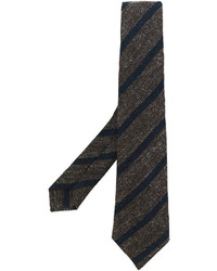 Мужской темно-коричневый галстук в горизонтальную полоску от Kiton