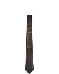 Мужской темно-коричневый галстук в шотландскую клетку от Fendi
