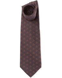 Мужской темно-коричневый галстук с принтом от Hermes
