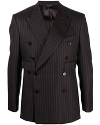 Мужской темно-коричневый двубортный пиджак в вертикальную полоску от Dolce & Gabbana