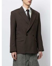 Мужской темно-коричневый двубортный пиджак в вертикальную полоску от Ernest W. Baker