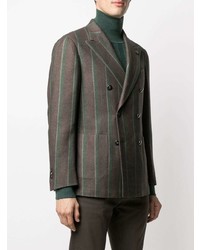 Мужской темно-коричневый двубортный пиджак в вертикальную полоску от Lardini