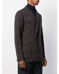 Мужской темно-коричневый двубортный пиджак в клетку от Lardini