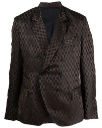 Мужской темно-коричневый двубортный пиджак в клетку от Haider Ackermann