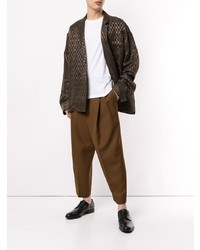Мужской темно-коричневый двубортный пиджак в клетку от Haider Ackermann