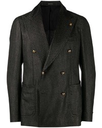 Мужской темно-коричневый двубортный пиджак в клетку от Tagliatore