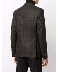 Мужской темно-коричневый двубортный пиджак в шотландскую клетку от Z Zegna