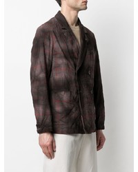 Мужской темно-коричневый двубортный пиджак в шотландскую клетку от Barena