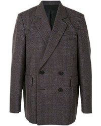 Мужской темно-коричневый двубортный пиджак в шотландскую клетку от Wooyoungmi
