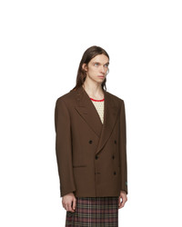 Мужской темно-коричневый двубортный пиджак от Gucci