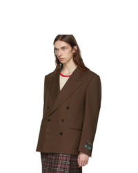 Мужской темно-коричневый двубортный пиджак от Gucci