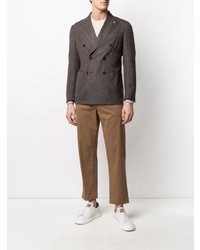 Мужской темно-коричневый двубортный пиджак от Luigi Bianchi Mantova