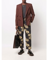 Мужской темно-коричневый двубортный пиджак от Nanushka