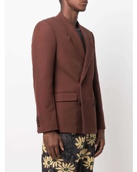 Мужской темно-коричневый двубортный пиджак от Nanushka