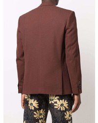 Мужской темно-коричневый двубортный пиджак от Nanushka