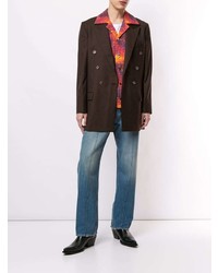 Мужской темно-коричневый двубортный пиджак от Necessity Sense