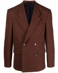 Мужской темно-коричневый двубортный пиджак от Nanushka