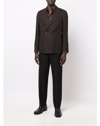 Мужской темно-коричневый двубортный пиджак от Lardini