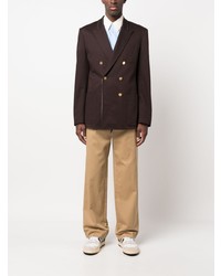 Мужской темно-коричневый двубортный пиджак от Valentino Garavani