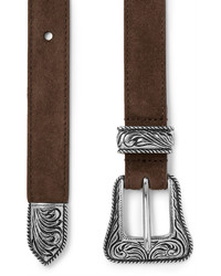 Мужской темно-коричневый замшевый ремень от Saint Laurent