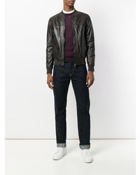 Мужской темно-коричневый кожаный бомбер от Orciani